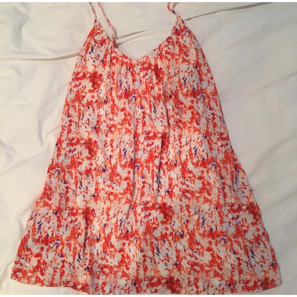 Eight Sixty Printed Strappy V-Neck and Back Dress